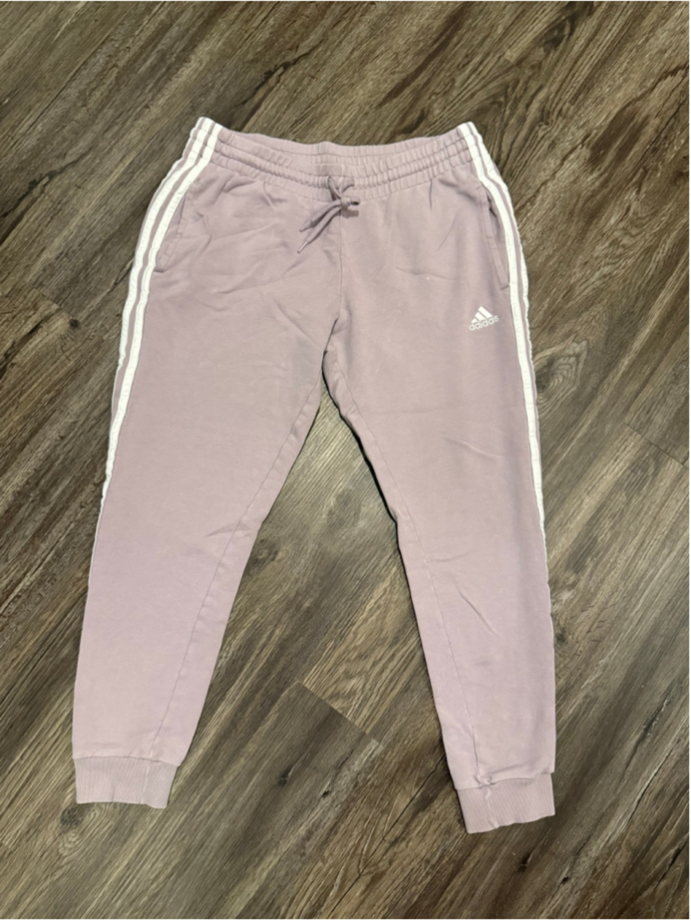 Adidas Women's 3 Stripe Embroidered Logo Lilac Purple/White Jogger Pants SZ L - Picture 2 of 9